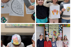 Uczniowie prezentują przestrzenne mózgi.